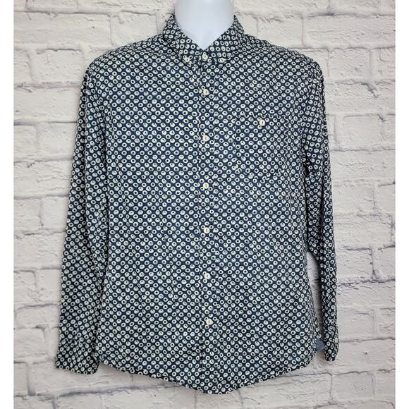 7 Diamonds Long Sleeve Button Down Shirt  Mens Size Medium Blue and White - Picture 1 of 13